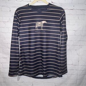Espoir Lumiere Beige & Navy
Stripe T-Shirt‎ size M NWT